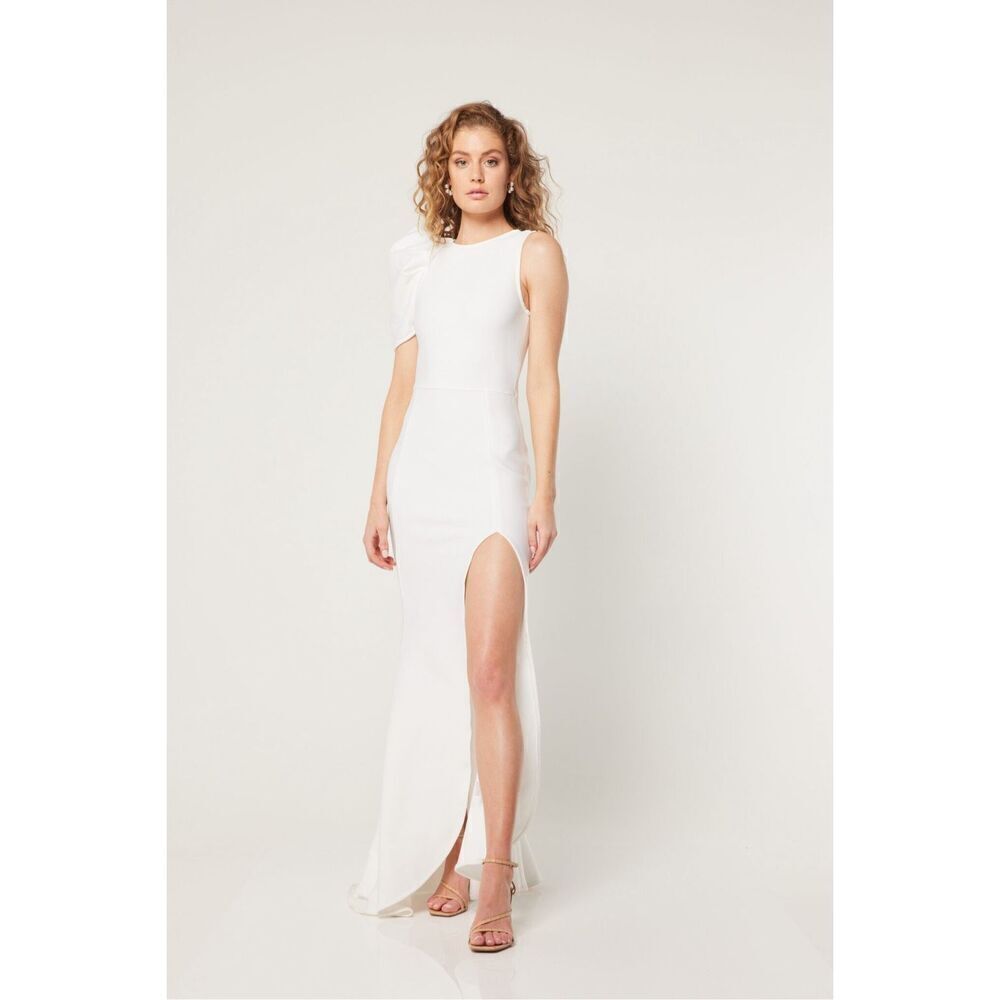 Elliatt Hensley Gown Dress Ivory Evening Maxi Dress size S Bridal Bachelorette - Picture 2 of 7